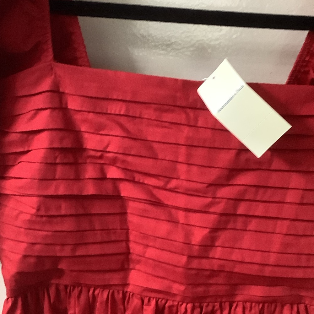 Abercrombie & Fitch Red Puff-Sleeve Fit-and-Flare Dress - Picture 3 of 6